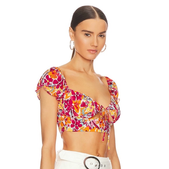 Floral off the shoulder Crop Top - Picture 2 of 6